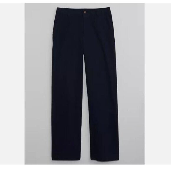 GAP Mid Rise Loose Khakis Navy Blue 100% Cotton Weave Straight Leg Pants RT$90 - Picture 5 of 10